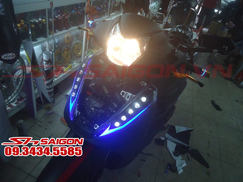 LÊN ĐÈN LED AUDI+OBLOCK+GƯƠNG CẦU CHO XE SH 300I